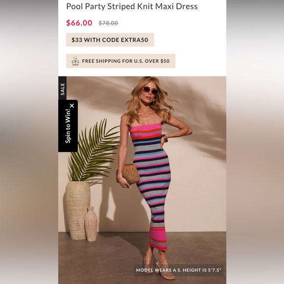 VICI Pool Party Striped Knit Maxi Dress XL - Picture 7 of 7